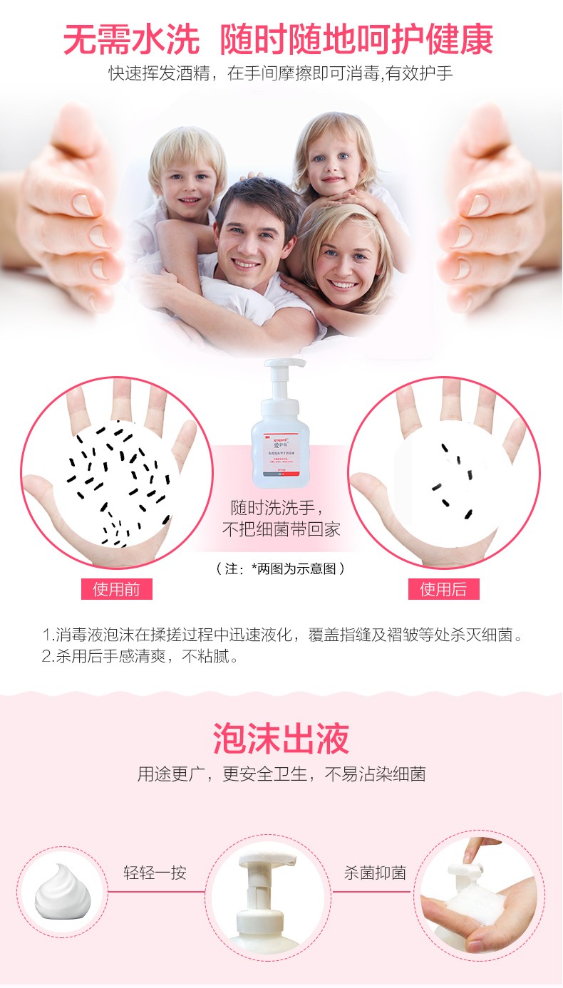 3M爱护佳9252T免洗手泡沫型消毒液图片6