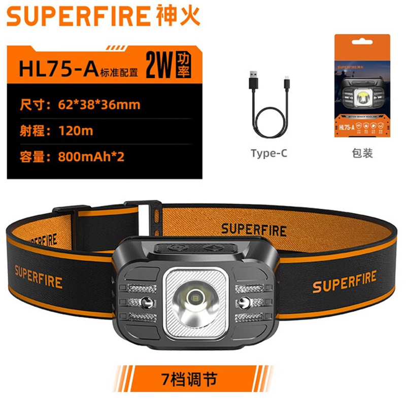 神火HL75-A强光远射便携式感应头灯图片1