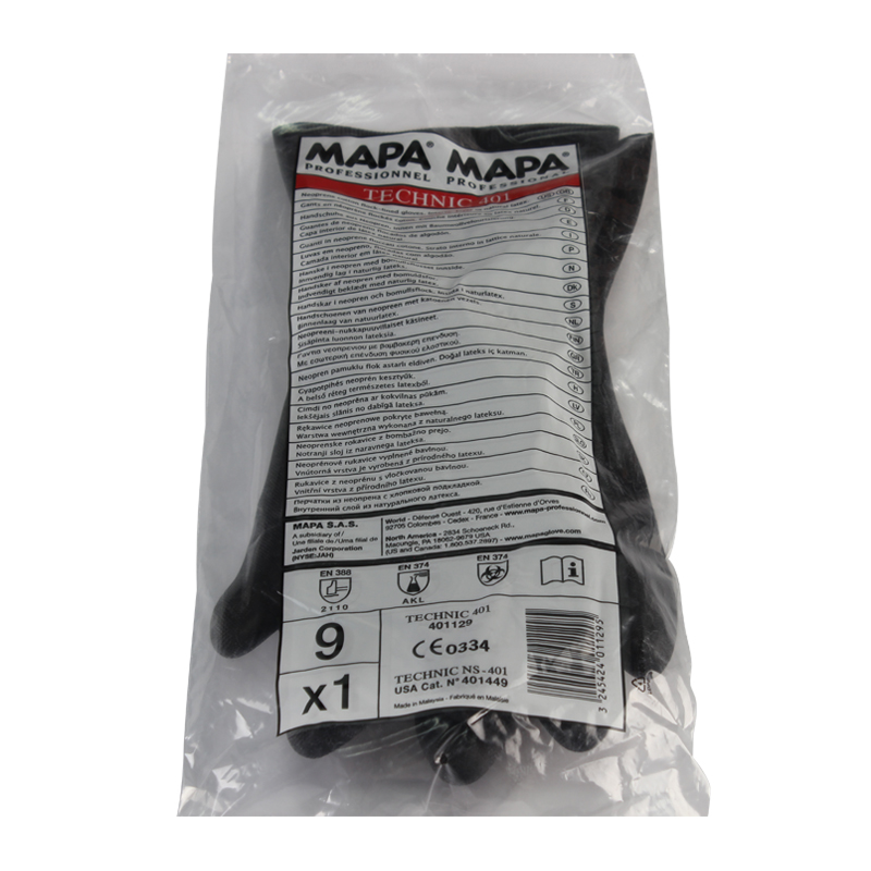 MAPA Technic401-9氯丁橡胶植绒防化手套图片4