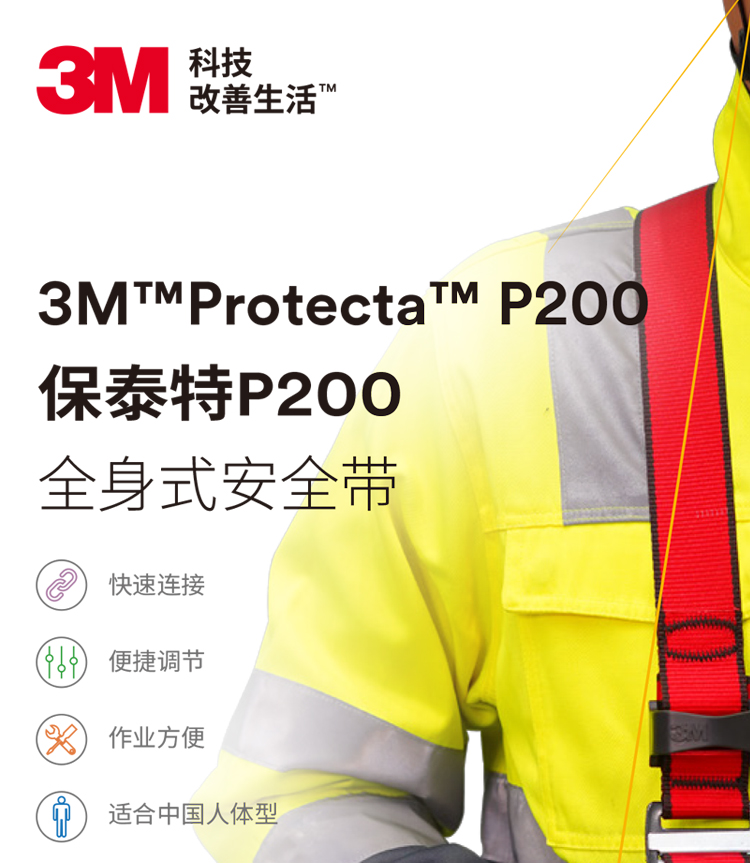 3M1161730保泰特P200五点式全身式安全带图片2