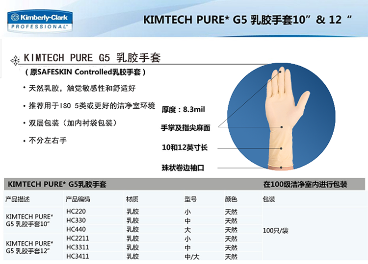 金佰利HC2211-S G5乳胶手套图3