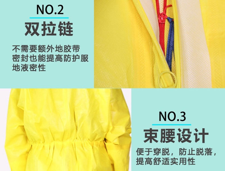 微护佳MC3000YE30-W-99-111-02黄色双袖连体防化服图片9