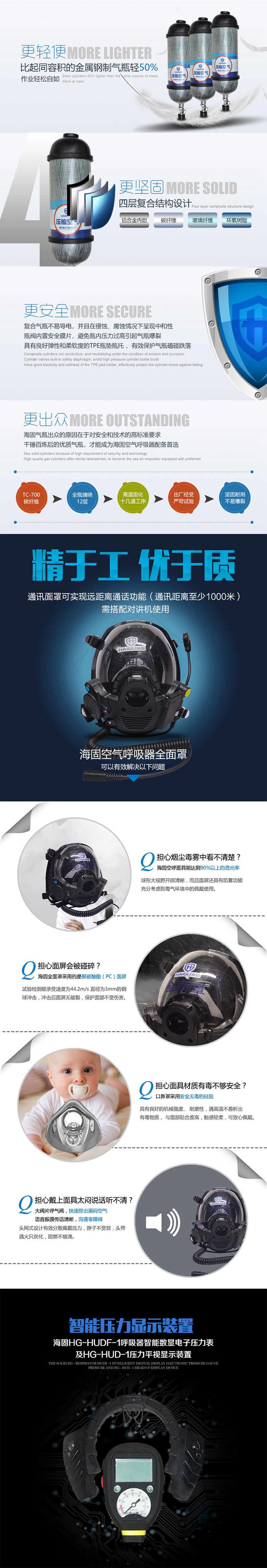 海固RHZKF9/30 正压式空气呼吸器 （800T面罩+HUD）图片1