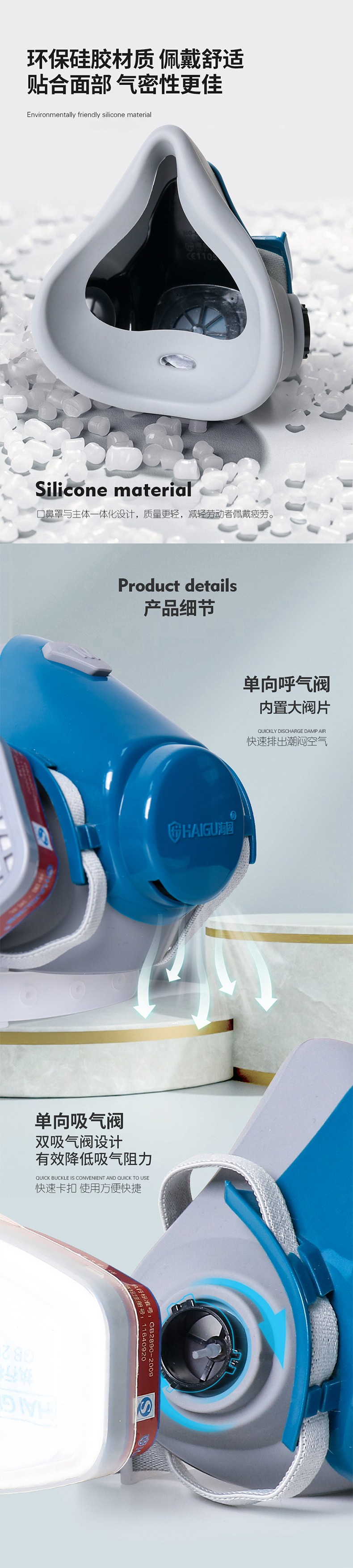 海固HG-601半面罩防毒面具图片2