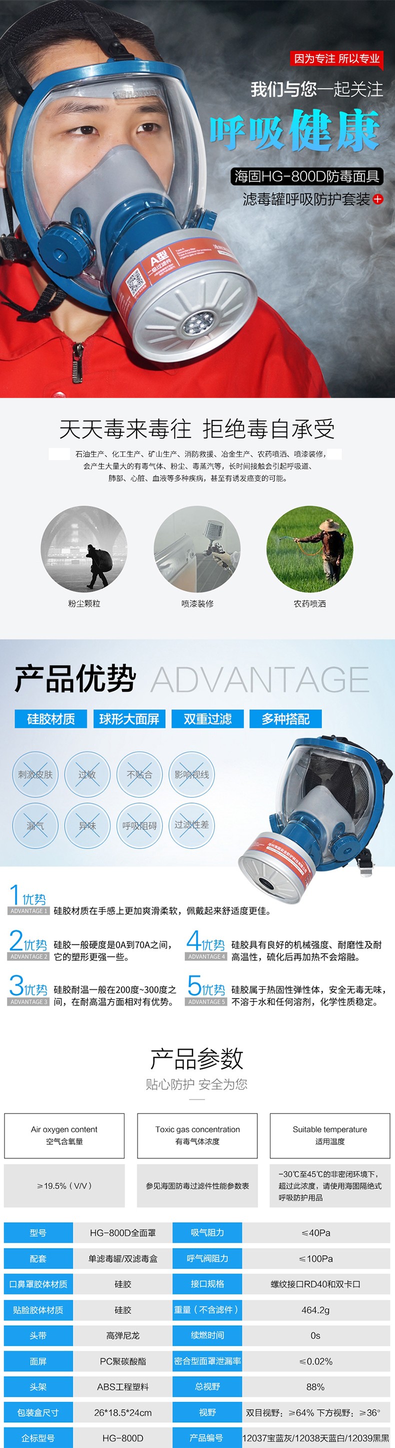海固HG-800D HG-LV/P-E-2酸性气体专用防毒面具图片