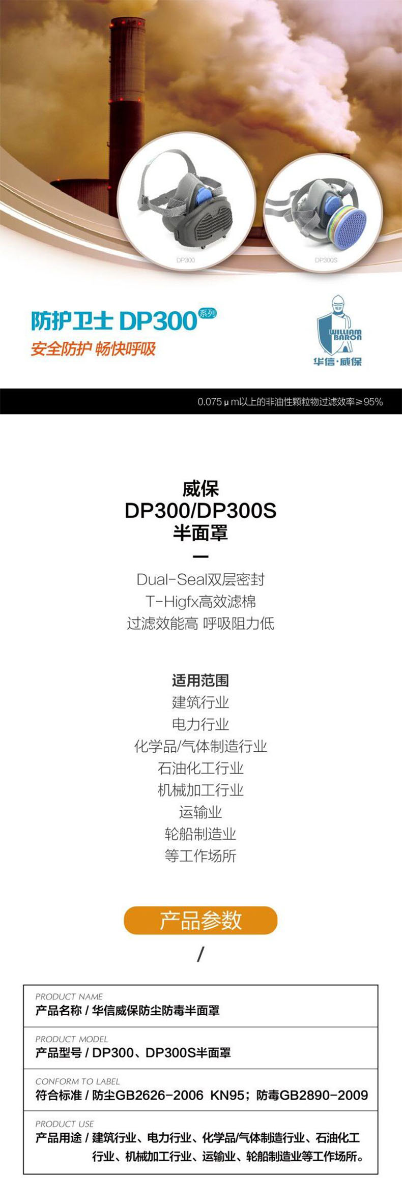 华信威保DP300防尘半面罩图片1