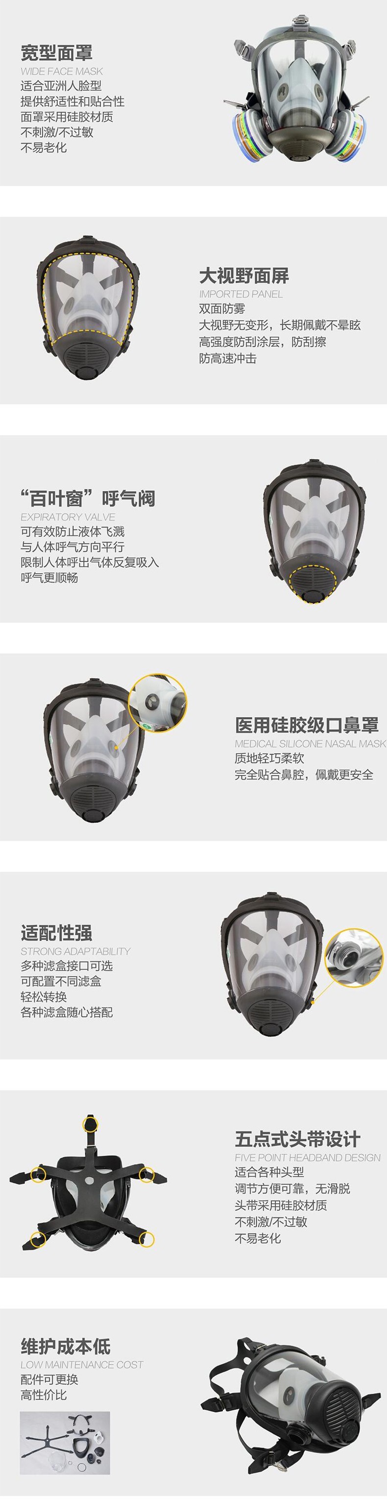 华信威保小金罩XP300R防尘防毒过滤全面罩图片4