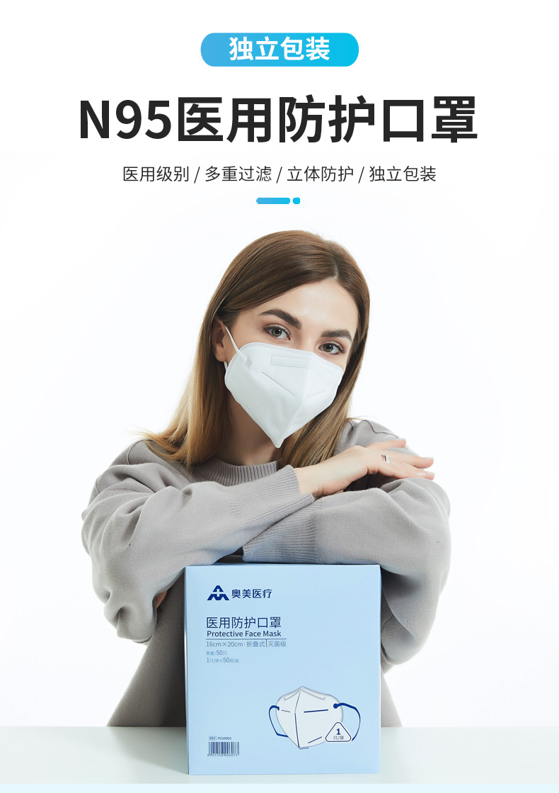 奥美医疗折叠式N95医用防护口罩图片