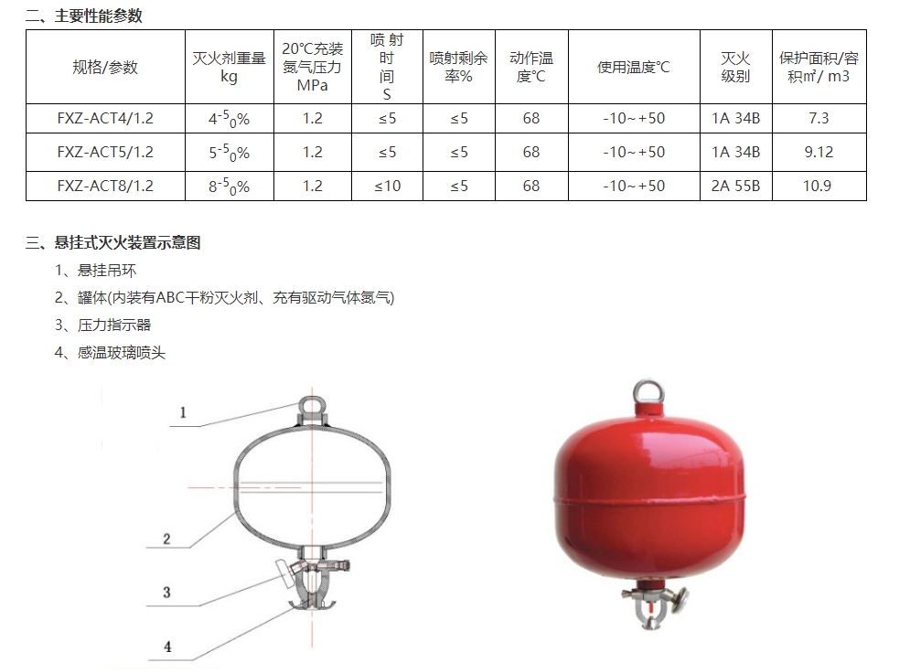 淮海FXZ-ACT4/1.2悬挂式超细干粉灭火装置图片