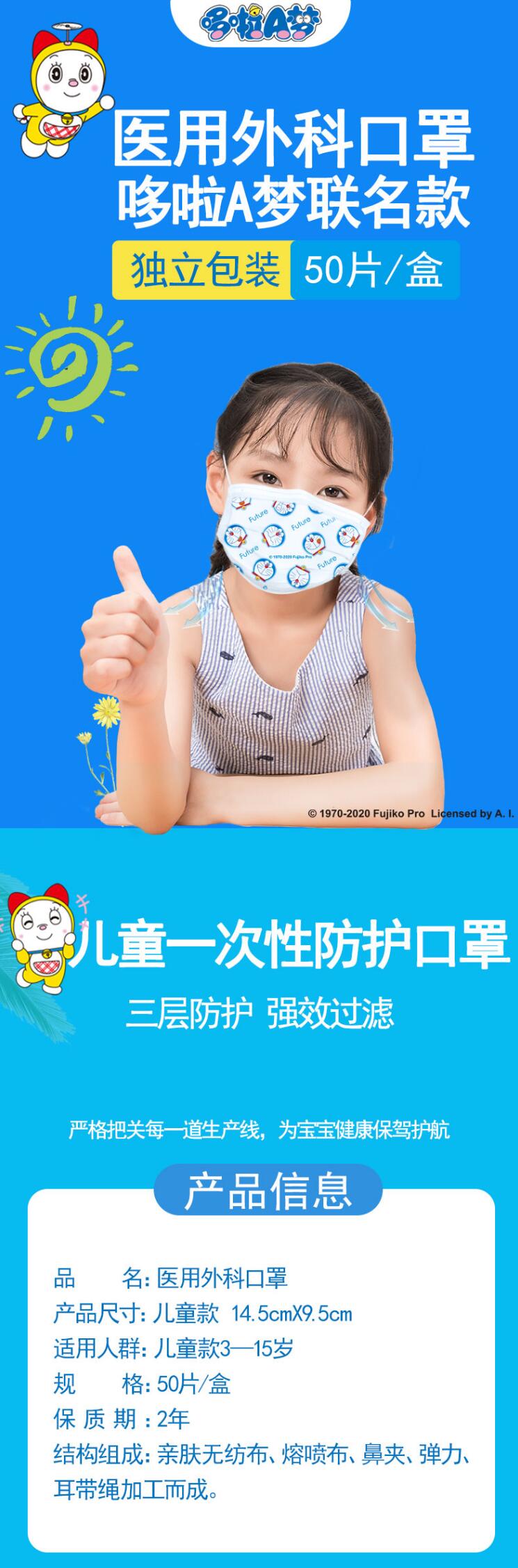 超亚哆啦A梦儿童医用外科口罩图片1
