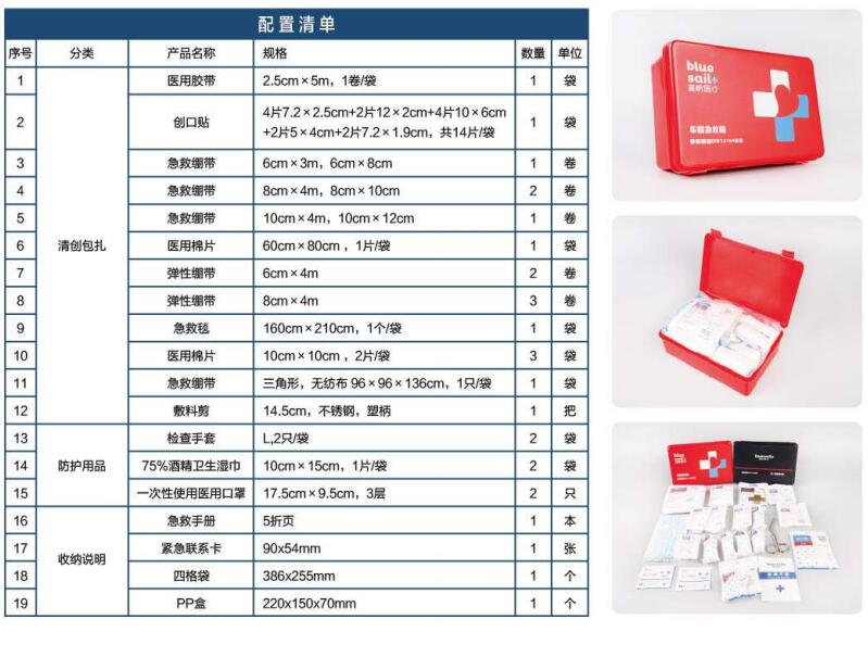 蓝帆医疗CZ-P002车载急救箱图片