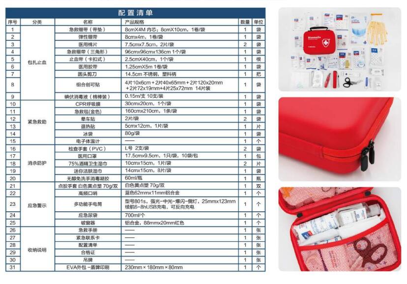 蓝帆医疗HW-E005便携户外急救包图片