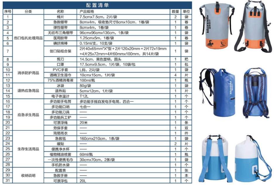 蓝帆医疗HW-B006防汛急救包图片