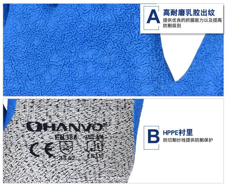 恒辉LN330耐磨防滑3级防割手套图片12