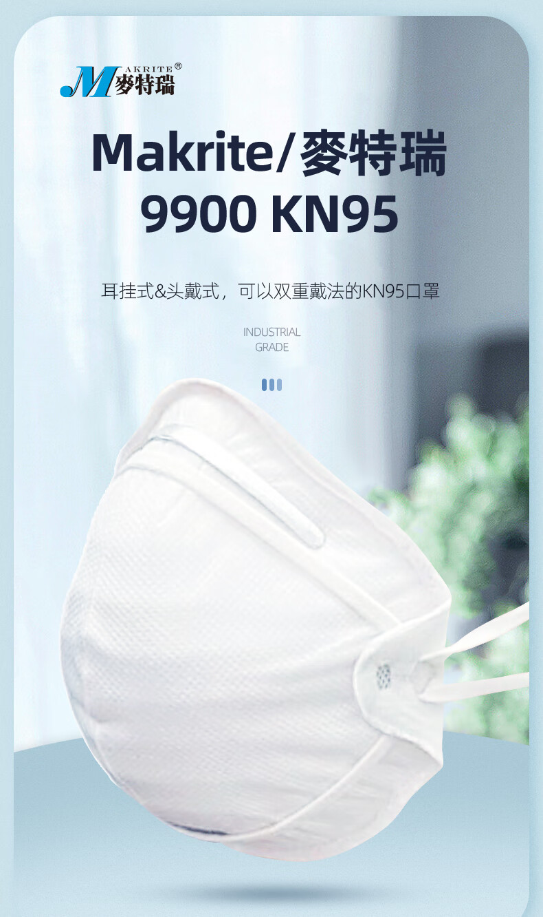 麦特瑞9900 KN95折叠耳挂头戴式双用防尘口罩图片1