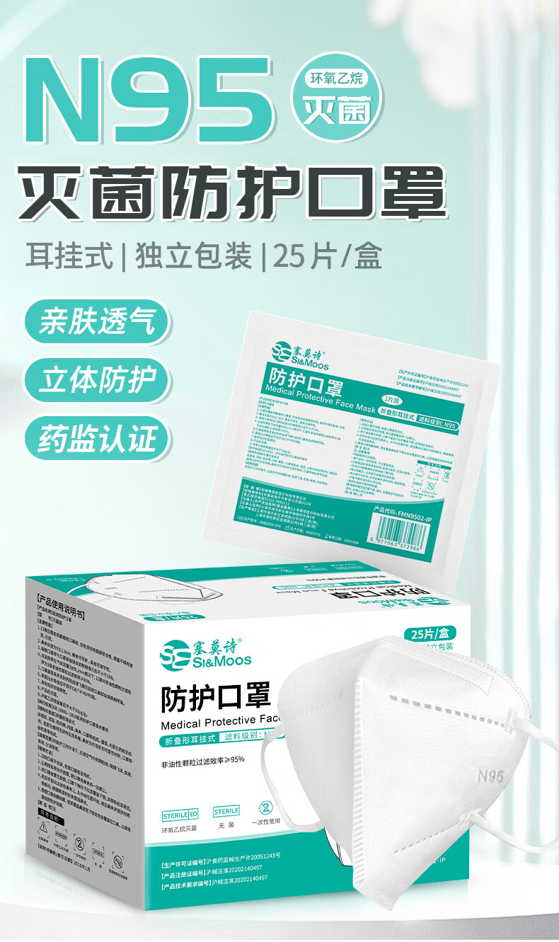 塞莫诗FMN9501折叠耳带式医用防护口罩图片5