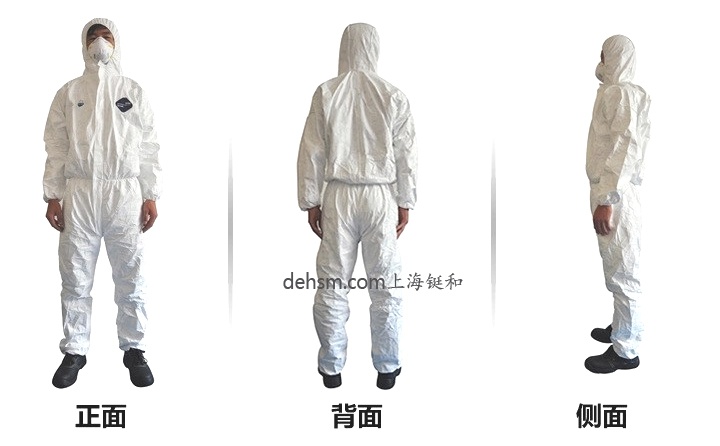 杜邦1422A工业防护服正面、侧面及背面三视图