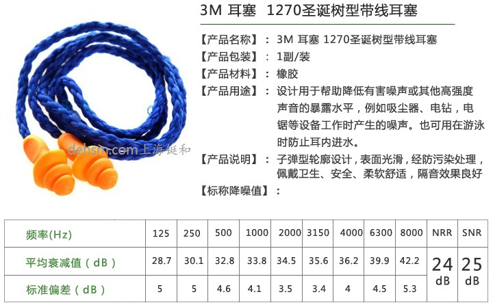 3M1270圣诞树型带线耳塞