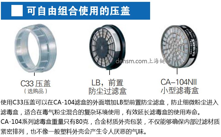 重松GM76-s防毒面具搭配CA-104滤毒盒