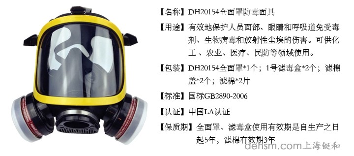 DH20154全面罩防毒面具介绍