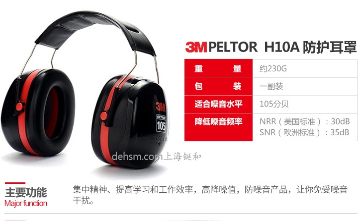3M H10A头戴式防噪音耳罩性能介绍