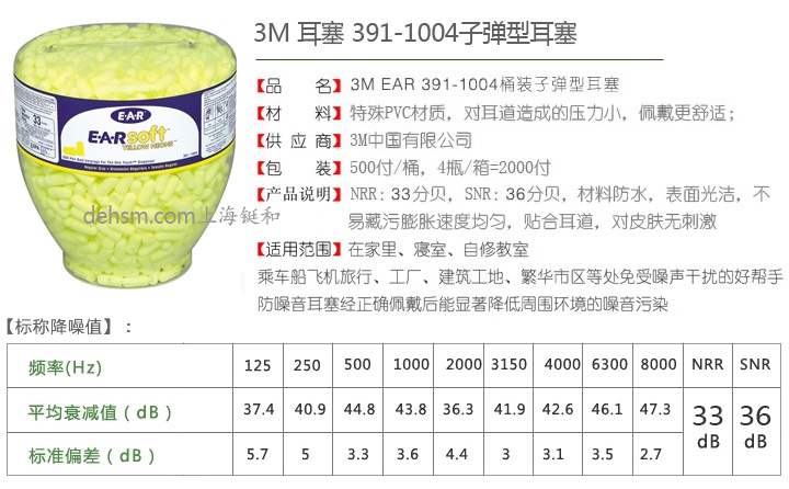 3M391-1004高降噪防噪音耳塞产品特点及性能