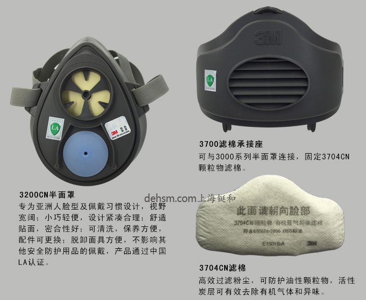 3M3704CN有机蒸汽异味滤棉搭配防毒面具图