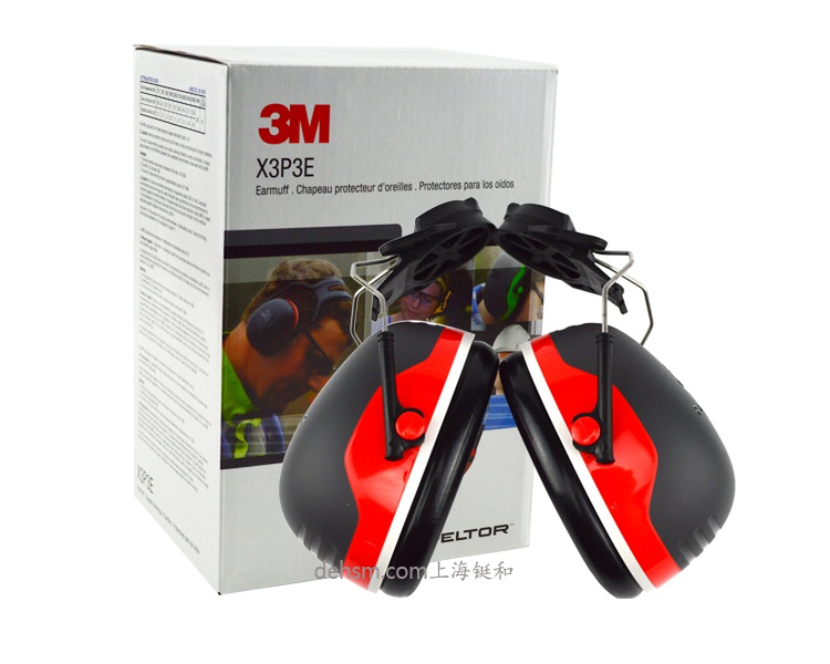3M X3P3挂安全帽式防噪音耳罩实物包装图