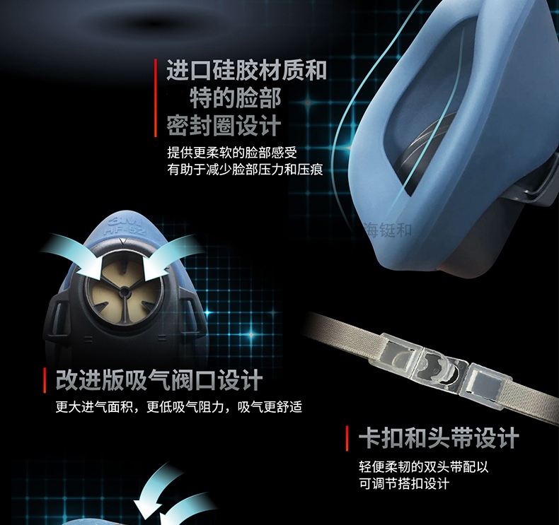 3M HF-5217硅胶防尘面具套装双头带设计