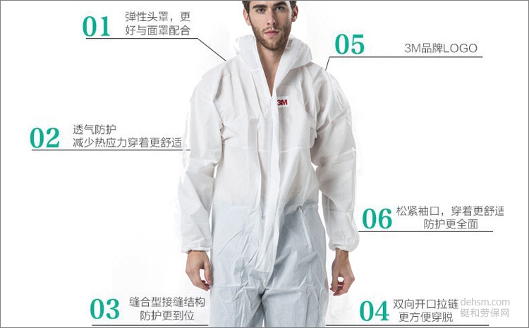 3M4515连体防护服弹性头罩，透气防护