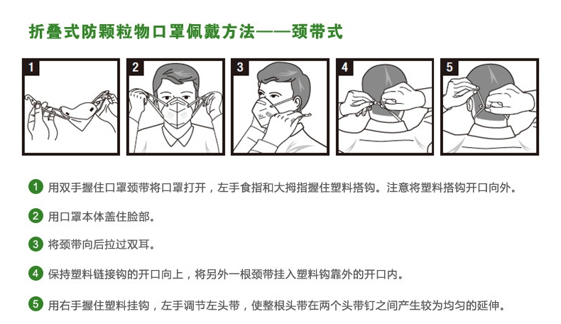 3M9501+防尘口罩佩戴方法图示