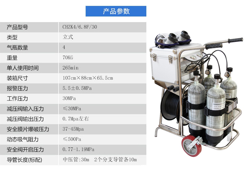 CHZK4/9F/30车载立式四瓶移动供气源产品参数