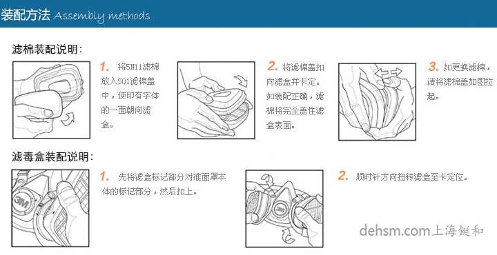 3m620P防毒面具滤毒盒安装方法