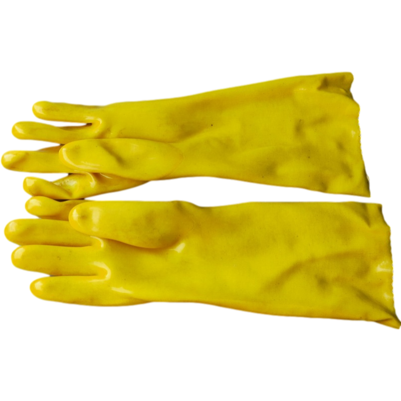 千禧龙035黄棉毛浸塑PVC手套图片3