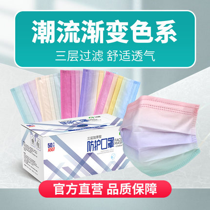 以安A507彩虹渐变色一次性口罩图片2