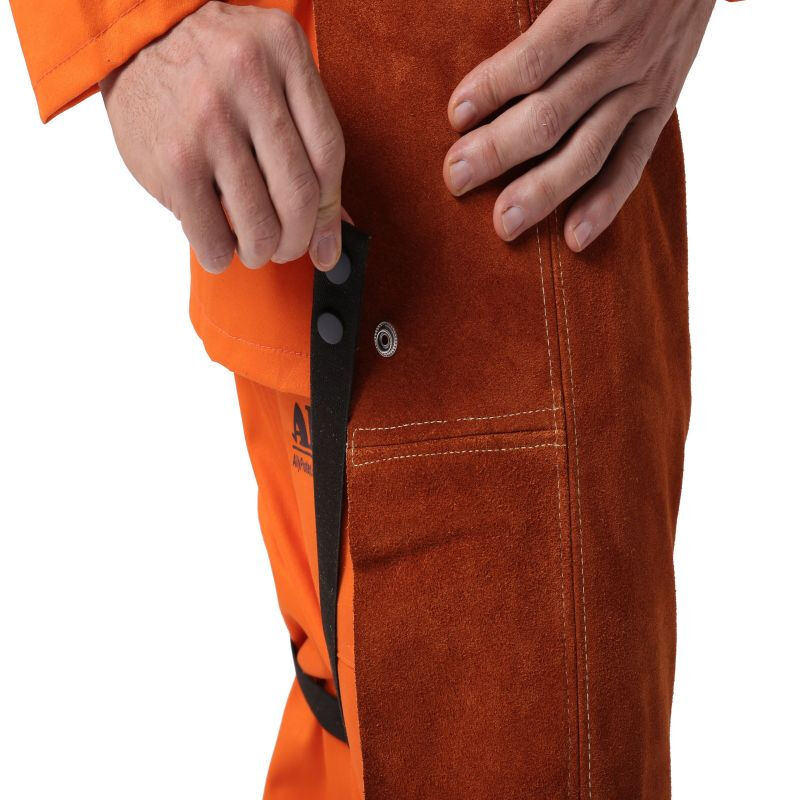 友盟AP-7236咖啡色单前幅连胸焊工服裤子图片3
