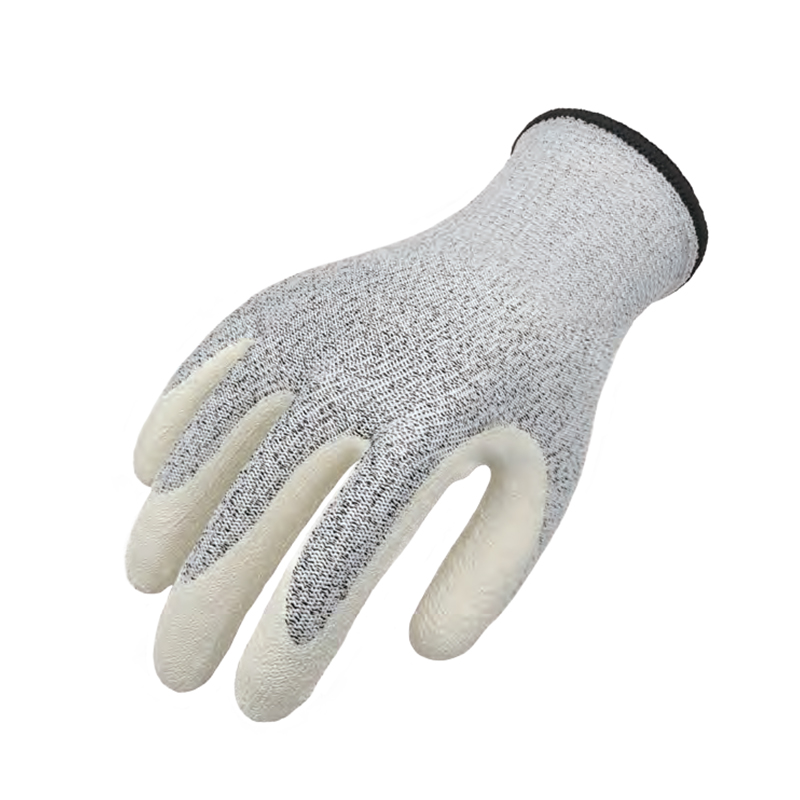 思卫尔2321麻灰色13针白乳胶涂掌HPPE玻璃纤维防割手套