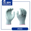 登升669涤纶PU半挂劳保手套