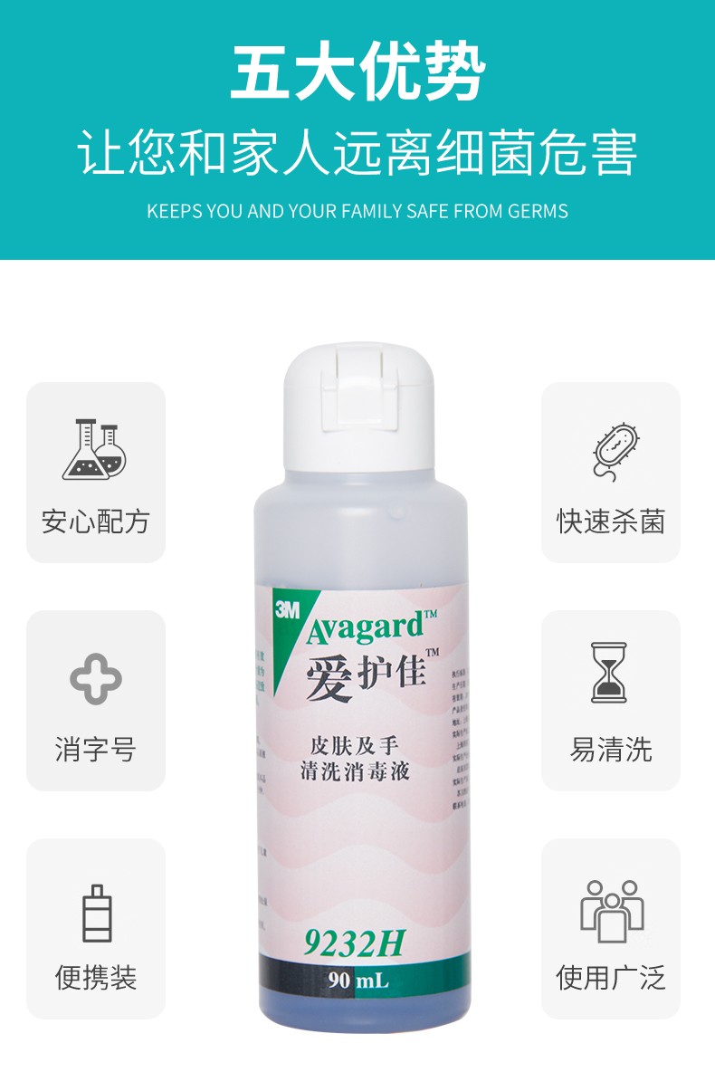 3M爱护佳9232H皮肤及手清洗消毒液图片3