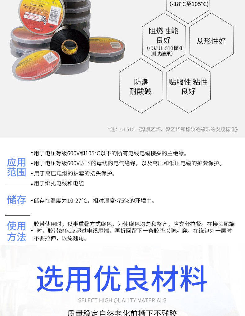 3M33+特优型电气绝缘胶带图片3