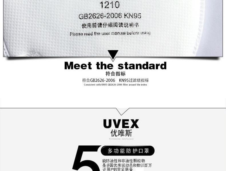 UVEX优唯斯8721210折叠式带阀KN95防尘口罩图片10