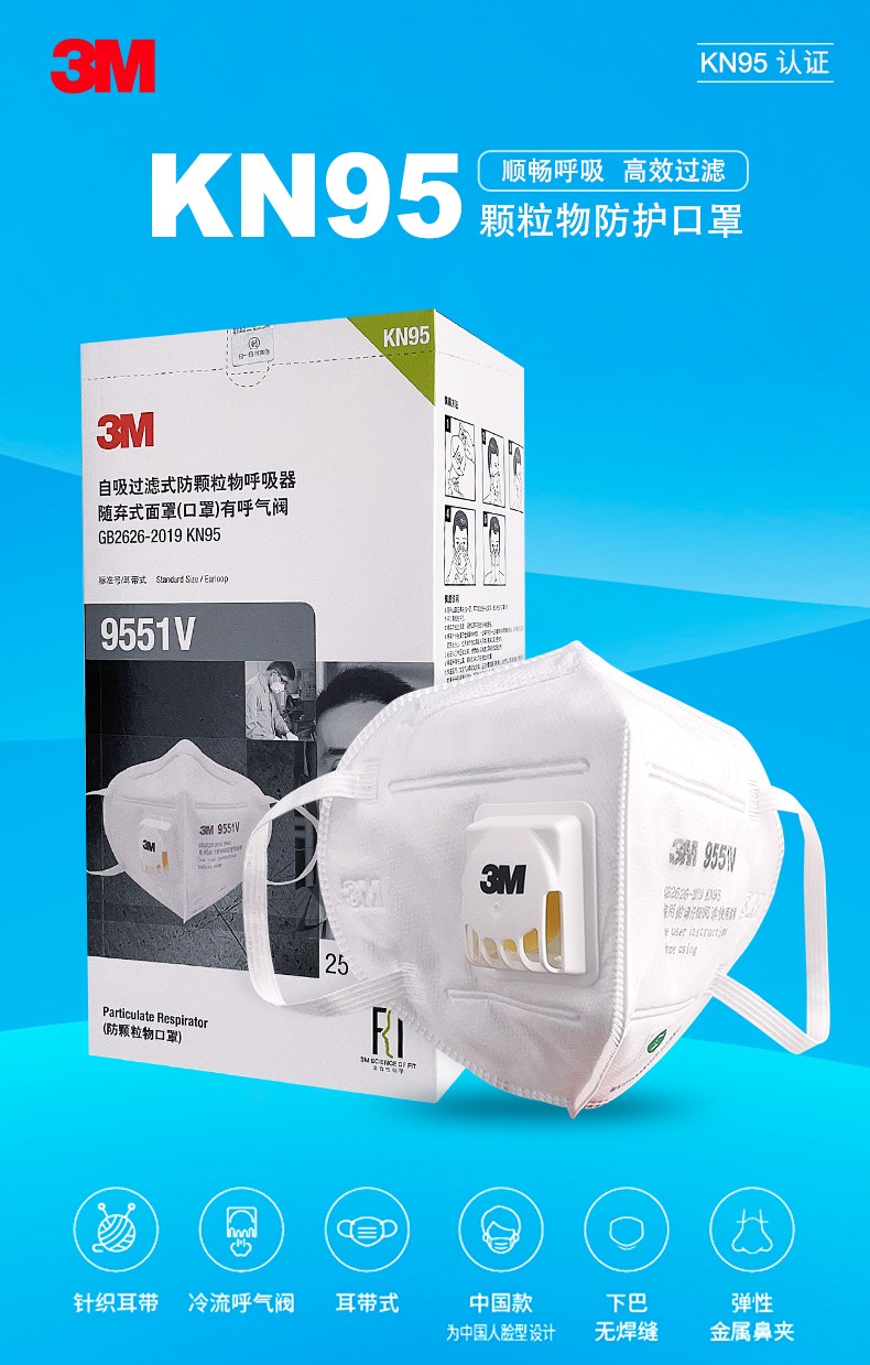 3M9551V折叠式防颗粒物防尘口罩图片1