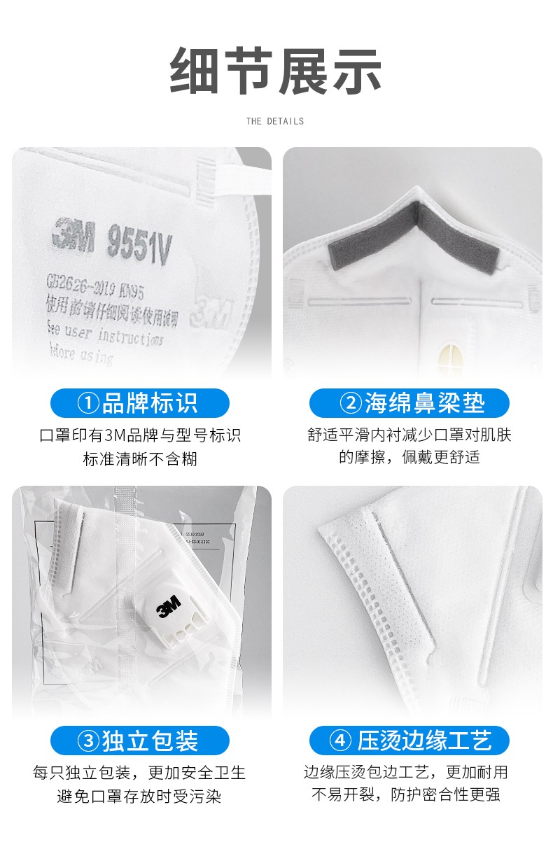 3M9551V折叠式防颗粒物防尘口罩图片8