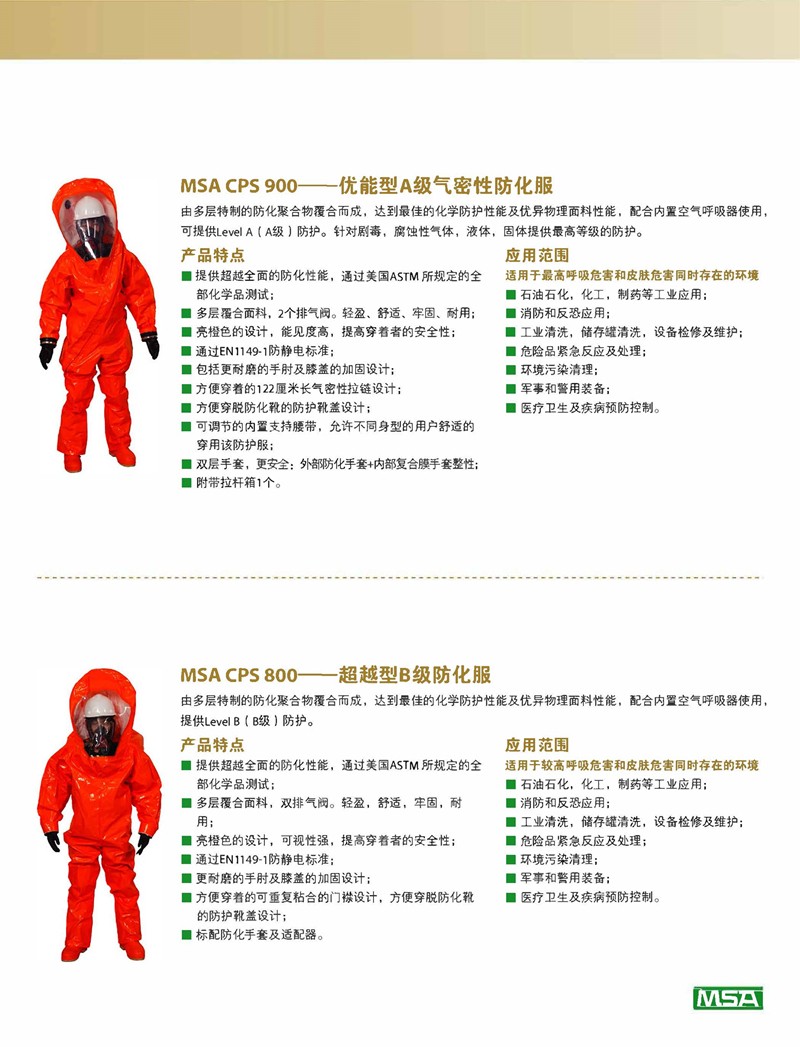 梅思安10127906CPS900A级气密型连体防化服图片2
