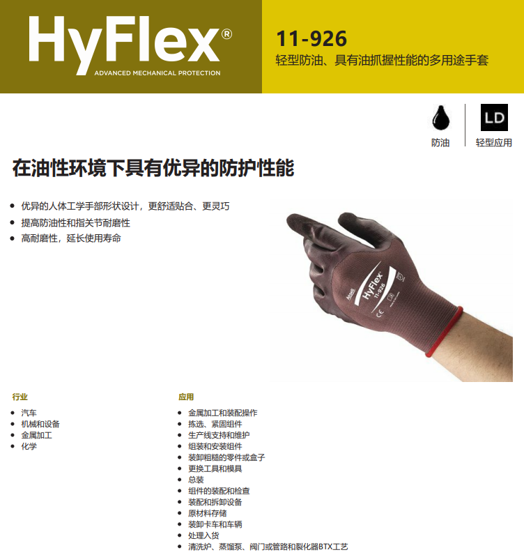 Ansell安思尔11-926HyFlex劳保手套图1