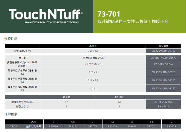 Ansell安思尔73-701TouchNTuff氯丁橡胶手套图2