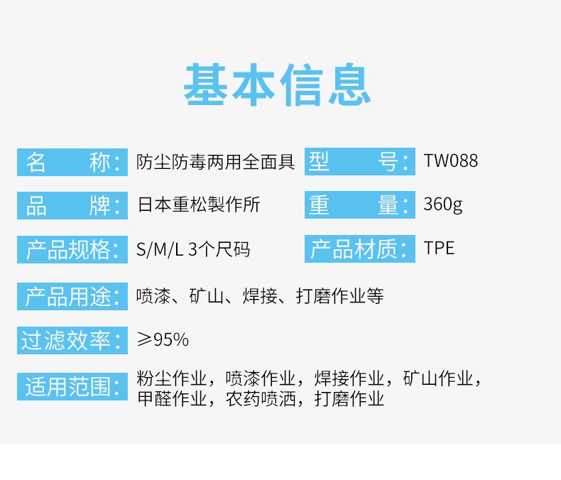 重松TW088防毒全面具图4