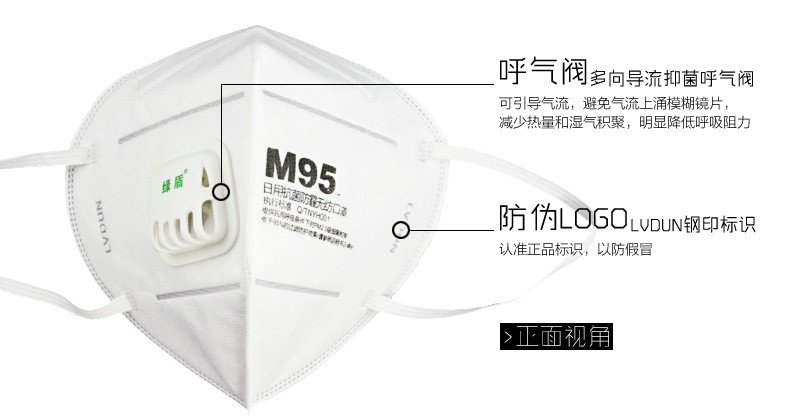 绿盾M95带呼吸阀KN95防尘口罩图3