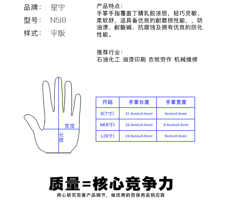 星宇N518尼龙丁腈劳保手套图片5