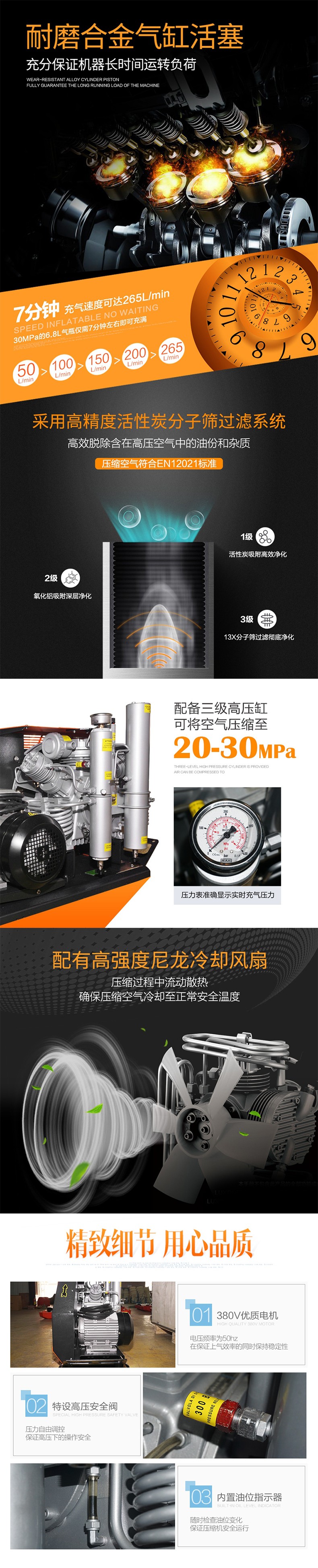 海固HG-CQ265空气呼吸器充气泵 高压呼吸空气压缩机图片2